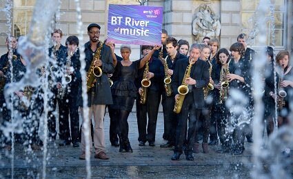 BT River of Music's Saxophone Massive at Somerset House, London - part of the London 2012 Festival. Copyright © Anthony Upton.